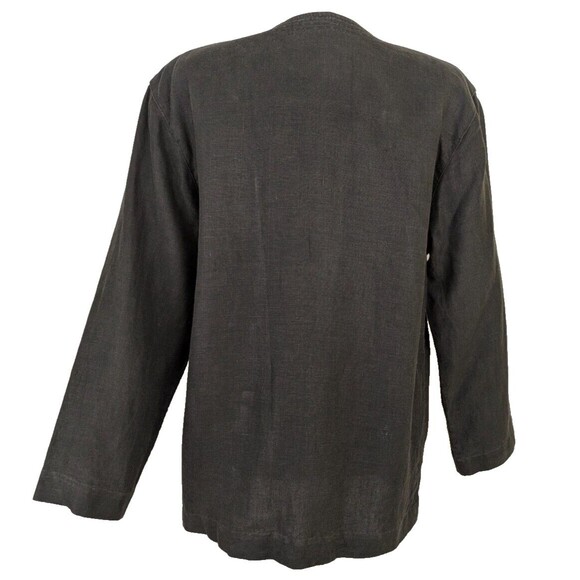 Doncaster 100% Linen Women's 12 Black Button Front Cardigan Top Jacket - Picture 4 of 8